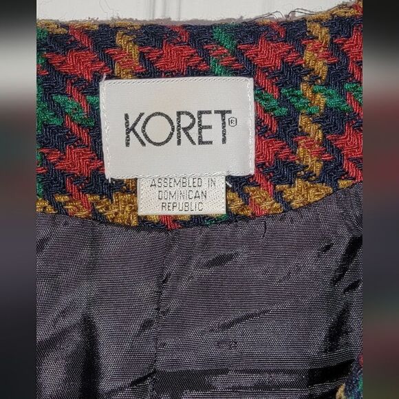 #410 Vintage KORET Houndstooth Multicolored Women's Blazer,Sz.10 - Picture 3 of 4
